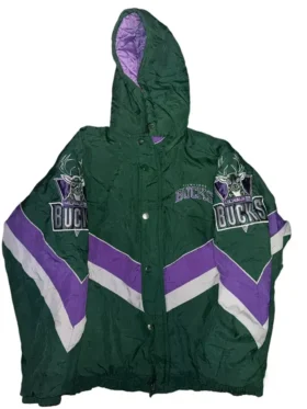 Milwaukee Bucks Vintage Bomber Hooded Jacket 1