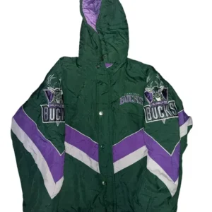 Milwaukee Bucks Vintage Bomber Hooded Jacket 1