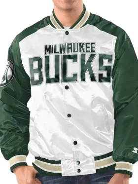 Milwaukee Bucks White And Green Renegade Satin Jacket
