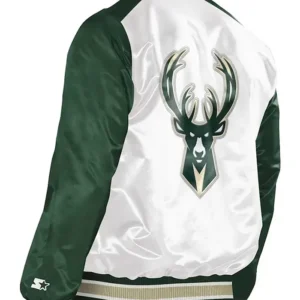 Milwaukee Bucks White Green Renegade Satin Jacket