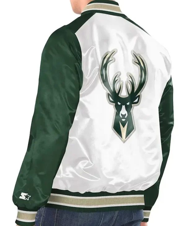 Milwaukee Bucks White Green Renegade Satin Jacket
