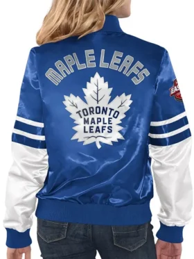 Mortimer Toronto Maple Leafs Tie Breaker Blue Satin Jacket Back