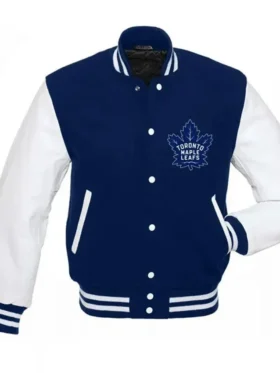 Mose Toronto Maple Leafs Blue and White Varsity Jacket