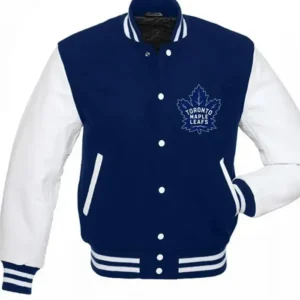 Mose Toronto Maple Leafs Blue and White Varsity Jacket