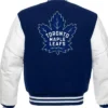 Mose Toronto Maple Leafs Blue and White Varsity Jacket Back