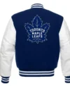 Mose Toronto Maple Leafs Blue and White Varsity Jacket Back