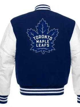 Mose Toronto Maple Leafs Blue and White Varsity Jacket Back