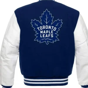 Mose Toronto Maple Leafs Blue and White Varsity Jacket Back
