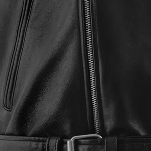 Motorcycle Mens Black Leather Biker Jacket Belted
