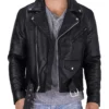 Motorcycle Mens Black Leather Biker Jacket Main