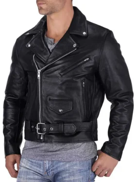 Motorcycle Mens Black Leather Biker Jacket Style