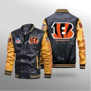 NFL Bengals Black Bomber Leather Jacket