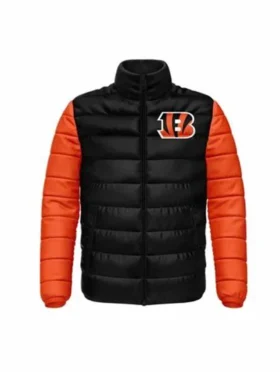 NFL Bengals Niven Black and Orange Puffer Jacket