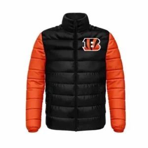 NFL Bengals Niven Black and Orange Puffer Jacket
