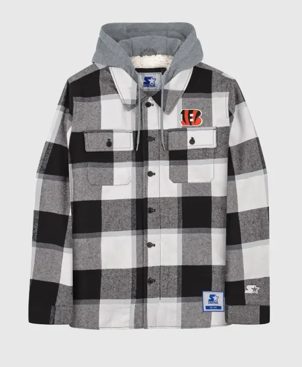 NFL Bengals Pullover Plaid Sherpa Jacket
