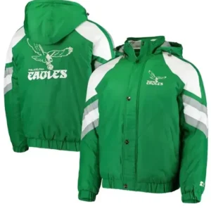 NFL Team Philadelphia Eagles Throwback Green Hooded Jacket