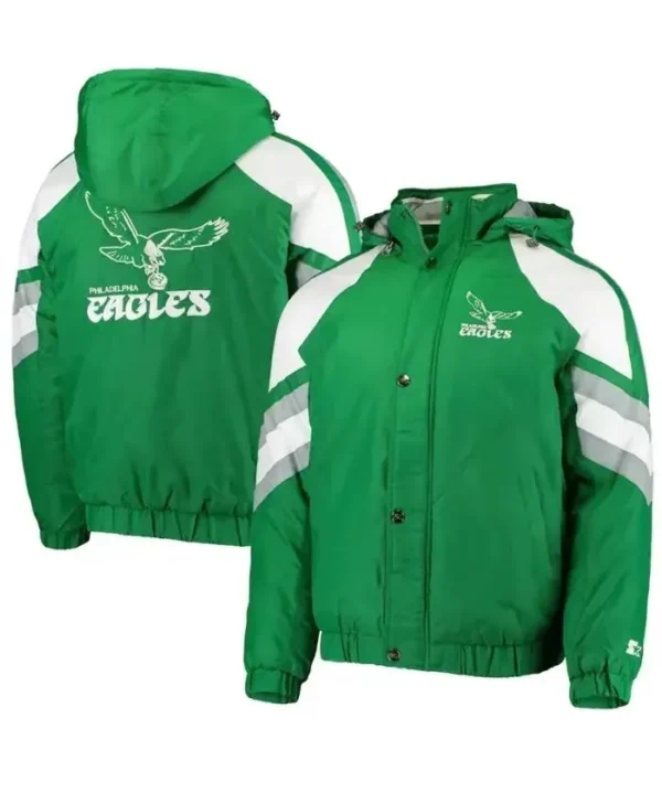NFL Team Philadelphia Eagles Throwback Green Hooded Jacket