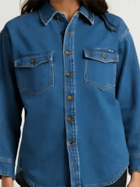 Nathalie Morris Bump S05 Blue Denim Shirt For Sale