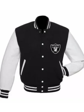 Nathen Las Vegas Raiders Black and White Varsity Jacket
