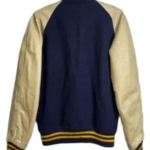 NavyBlue Varsity Wool Letterman Jacket Back