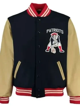 New England Patriots Miriam Blue And Khaki Varsity Jacket