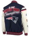 New England Patriots Navy Blue Varsity Jacket Back