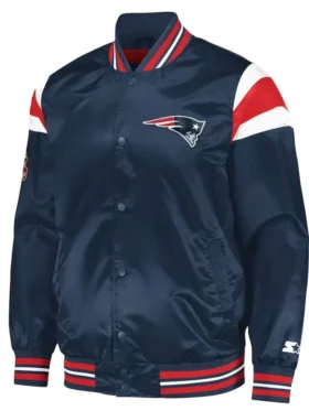 New England Patriots Navy Full Snap Varsity Jacket
