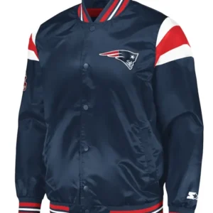 New England Patriots Navy Full Snap Varsity Jacket