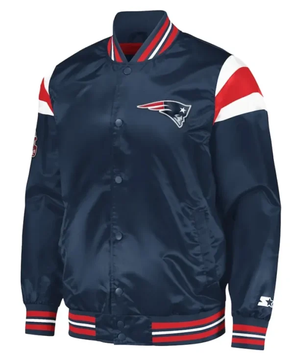 New England Patriots Navy Full Snap Varsity Jacket