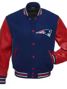 New England Patriots Red And Blue Wool Varsity Jacket