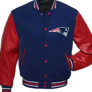 New England Patriots Red And Blue Wool Varsity Jacket