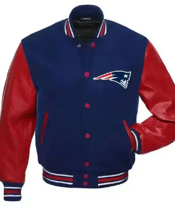 New England Patriots Red And Blue Wool Varsity Jacket
