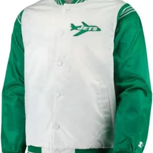 New York Jets Starter White And Green Satin Jacket