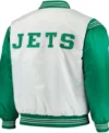 New York Jets Starter White And Green Satin Jacket Back