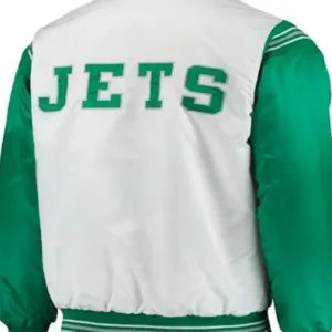 New York Jets Starter White And Green Satin Jacket Back