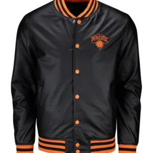 New York Knicks Black And Orange Bomber Jacket