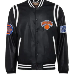 New York Knicks Black Leather Jacket