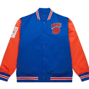 New York Knicks Blue And Orange Satin Jacket