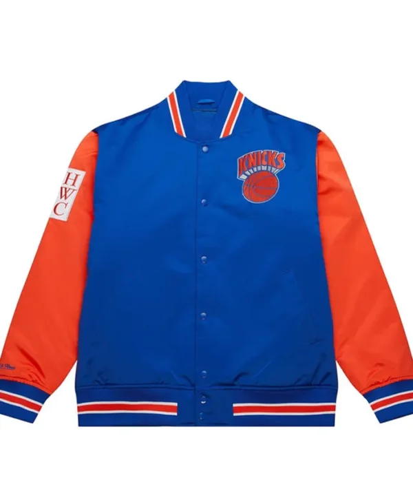 New York Knicks Blue And Orange Satin Jacket