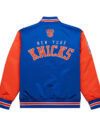 New York Knicks Blue And Orange Satin Jacket Back