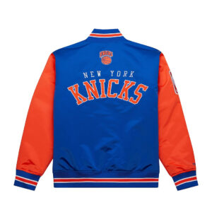 New York Knicks Blue And Orange Satin Jacket Back