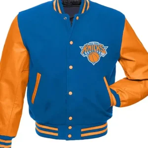 New York Knicks Blue And Orange Varsity Jacket