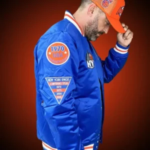 New York Knicks Blue Bomber Jacket Side