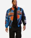 New York Knicks Leather Varsity Jacket 2
