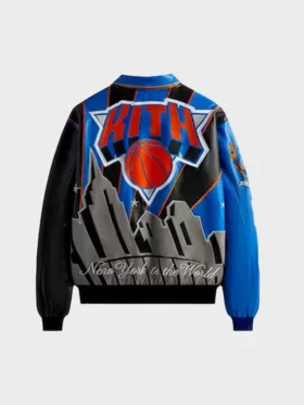 New York Knicks Leather Varsity Jacket Back 2