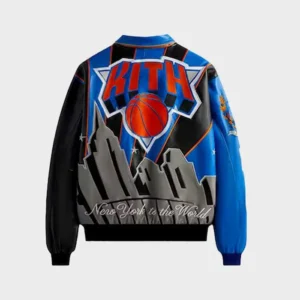 New York Knicks Leather Varsity Jacket Back 2