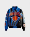 New York Knicks Leather Varsity Jacket Front 1