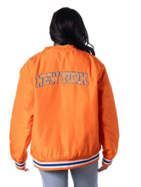 New York Knicks Orange Bomber Jacket Back