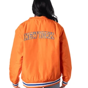 New York Knicks Orange Bomber Jacket Back
