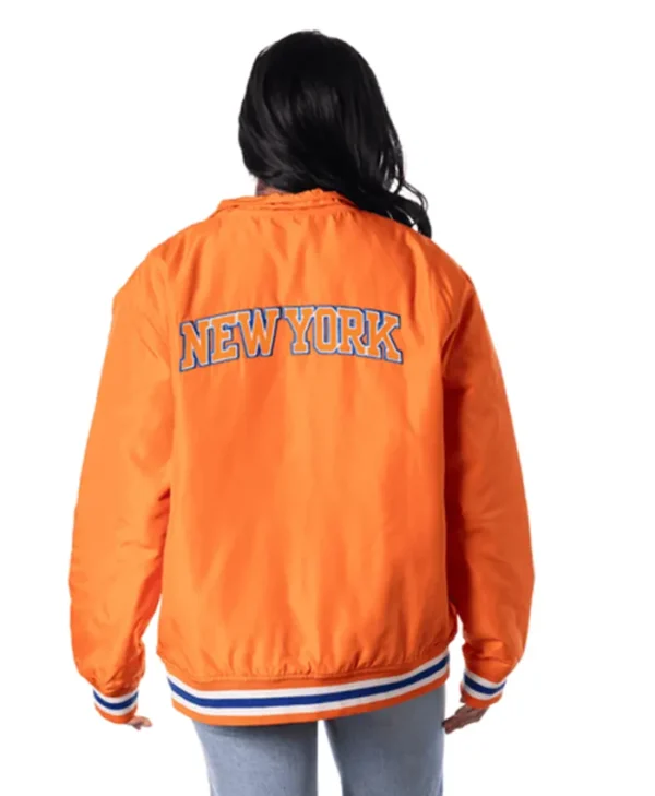 New York Knicks Orange Bomber Jacket Back